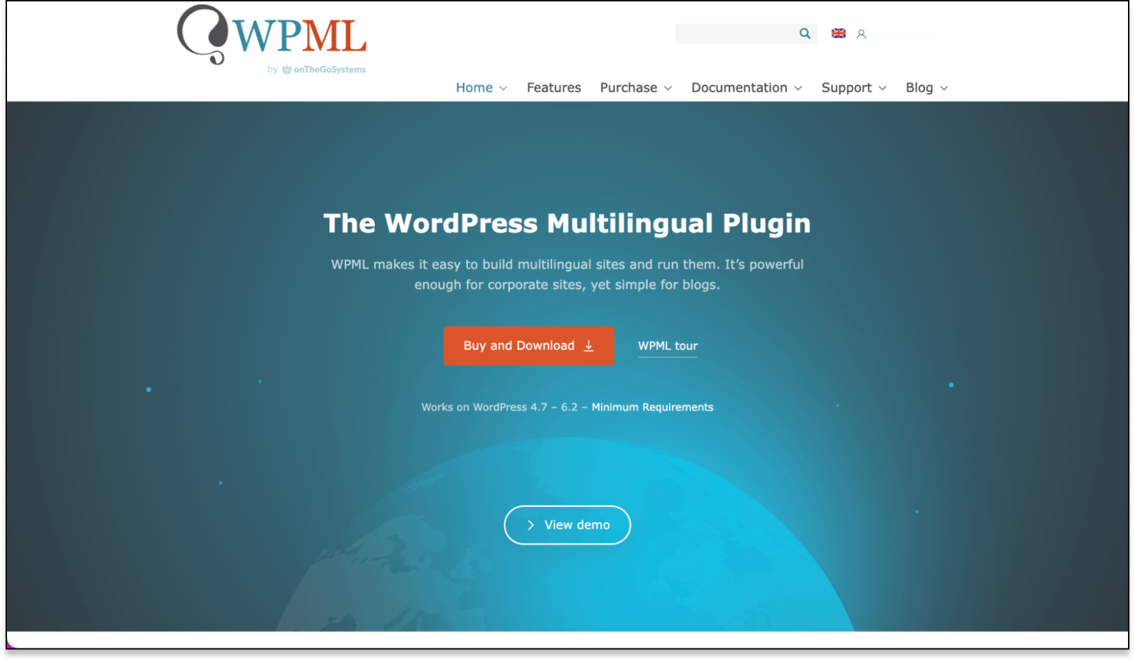 Screenshot of WPML website.