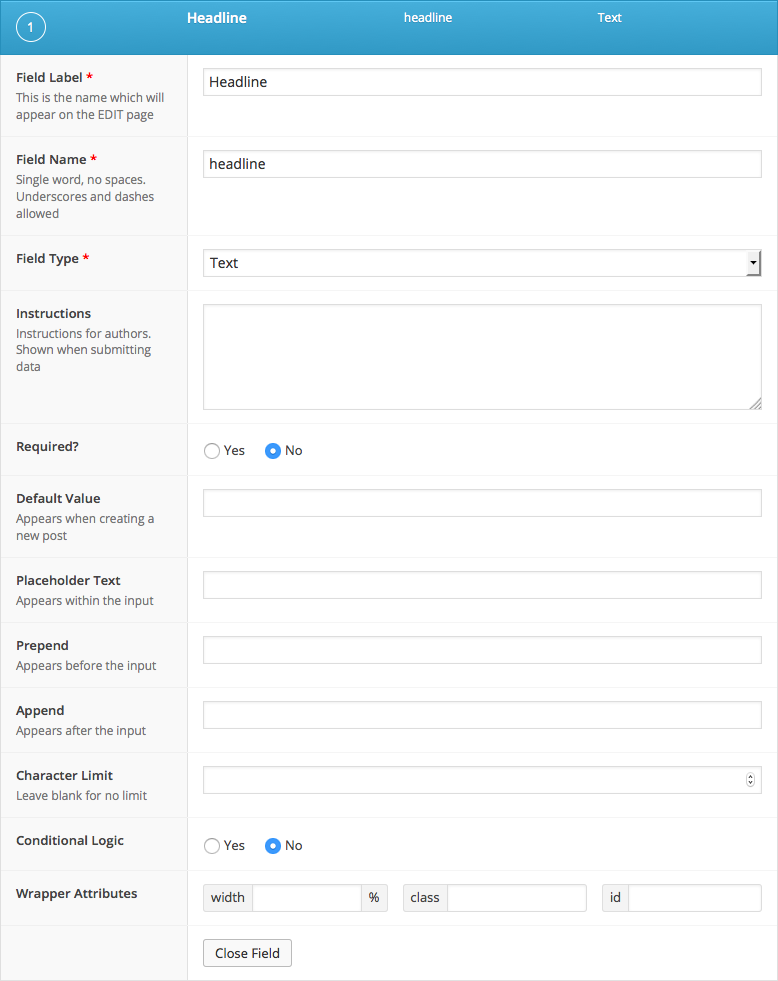 ACF | Field Settings