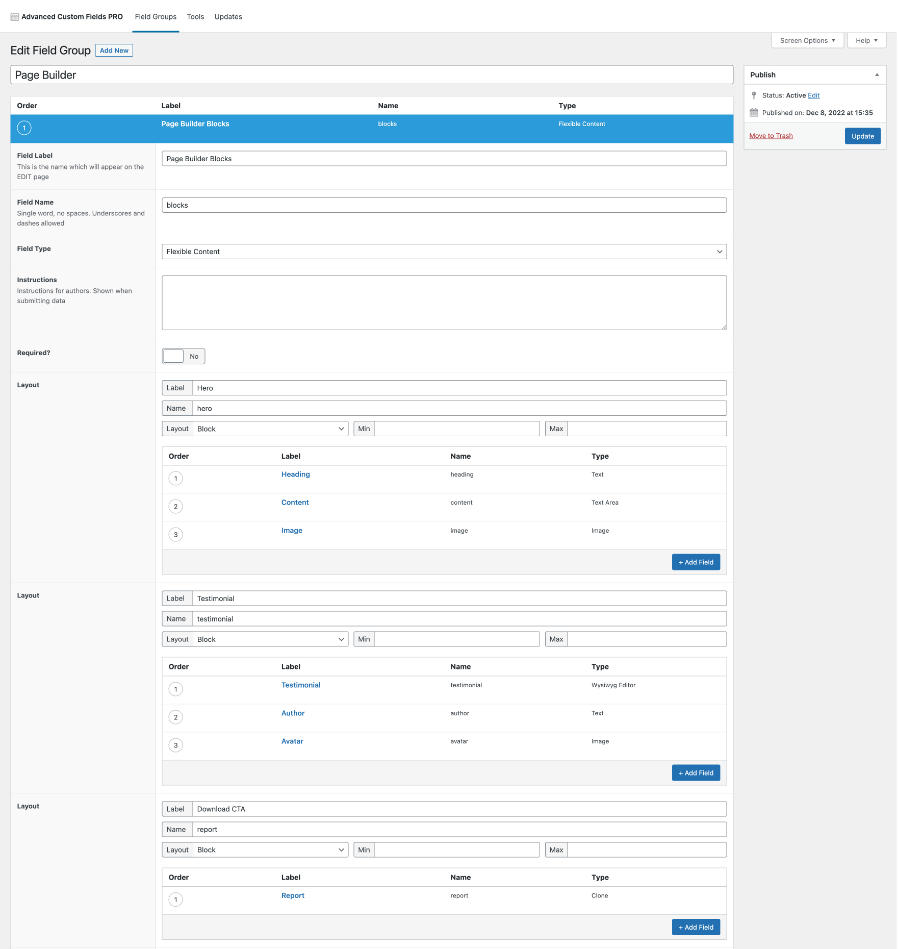 Flexible Content field layouts on ACF 5