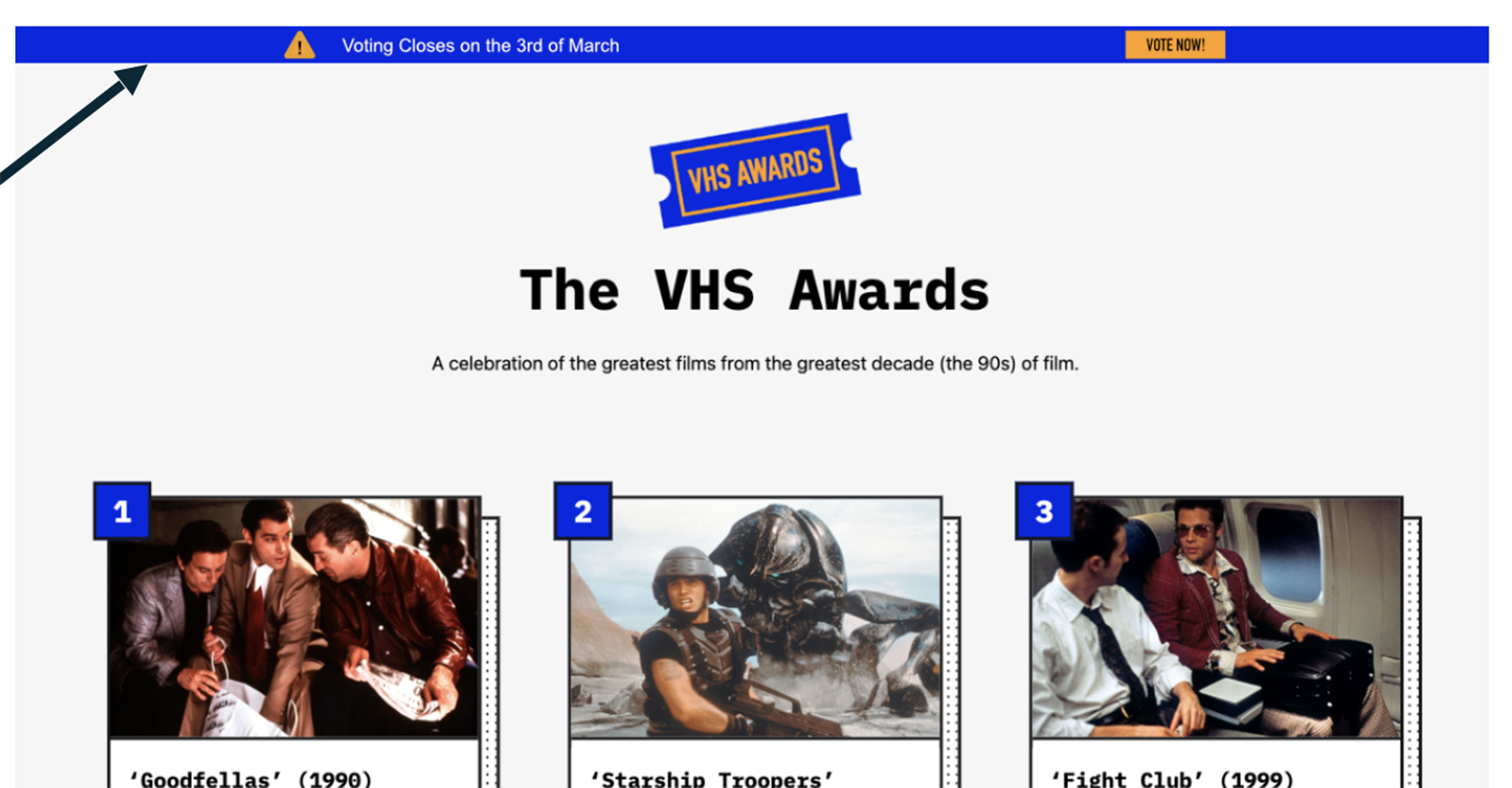 The VHS Awards uses the ACF options page feature to create and display a notification/promo bar across the entire site.