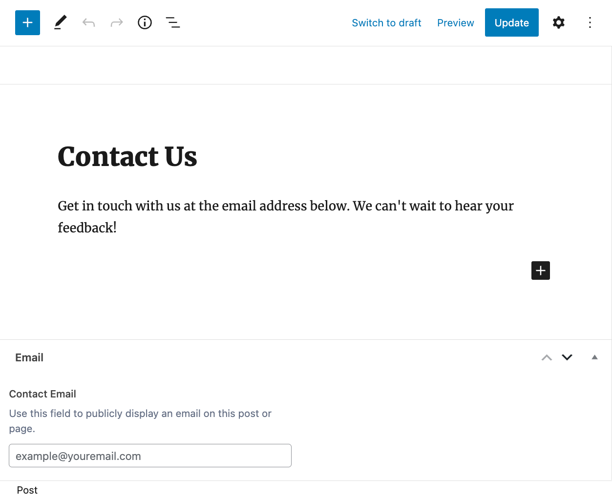 How the email field appears to content editors.