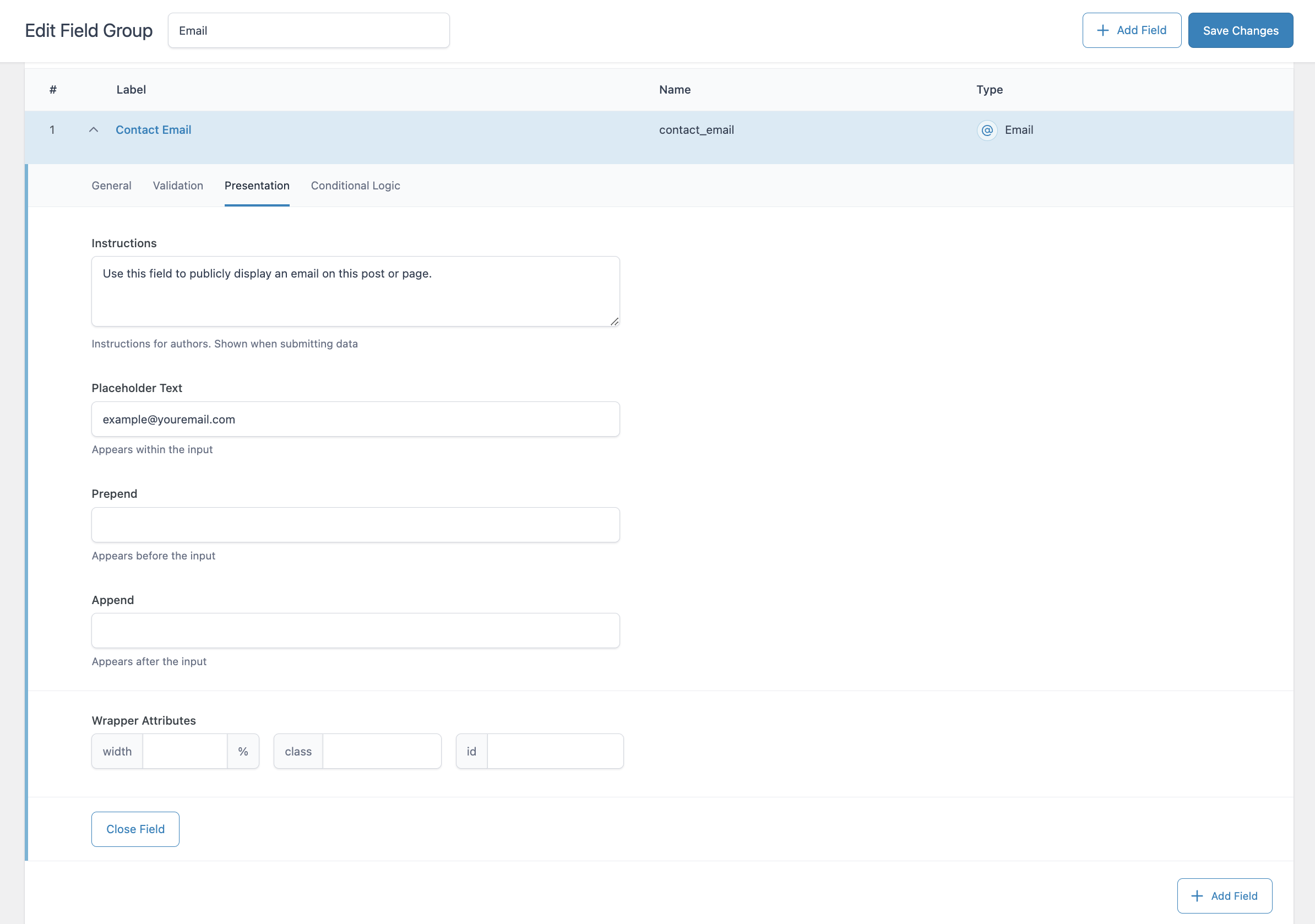 ACF | Email