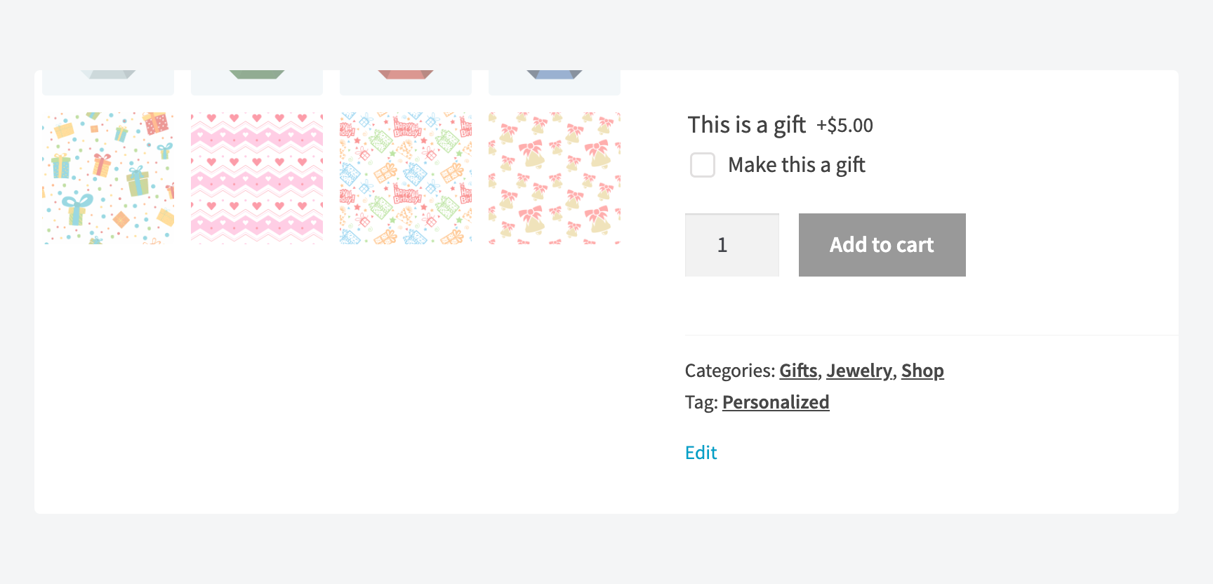 Gift checkbox