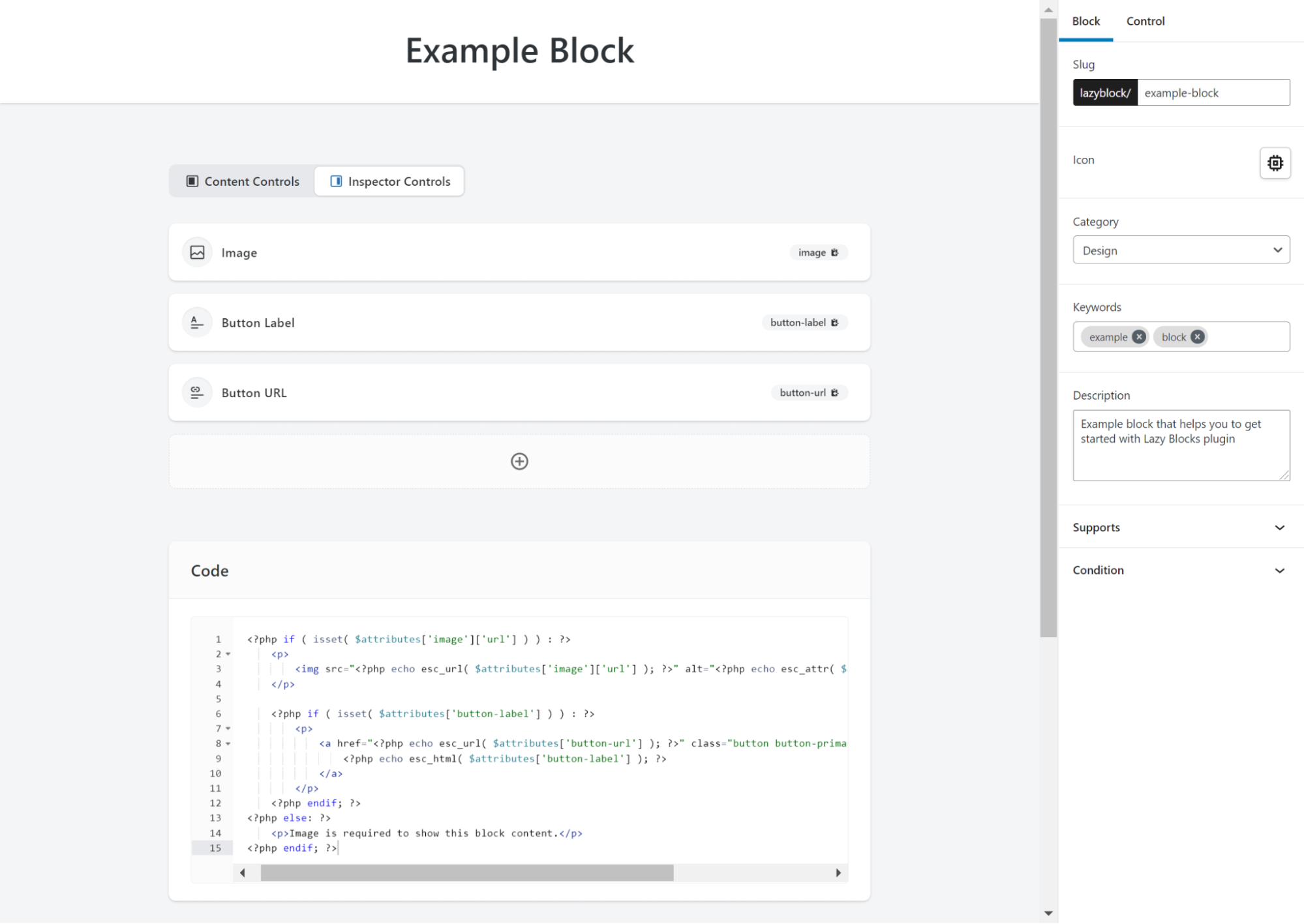 The WordPress Lazy Blocks plugin
