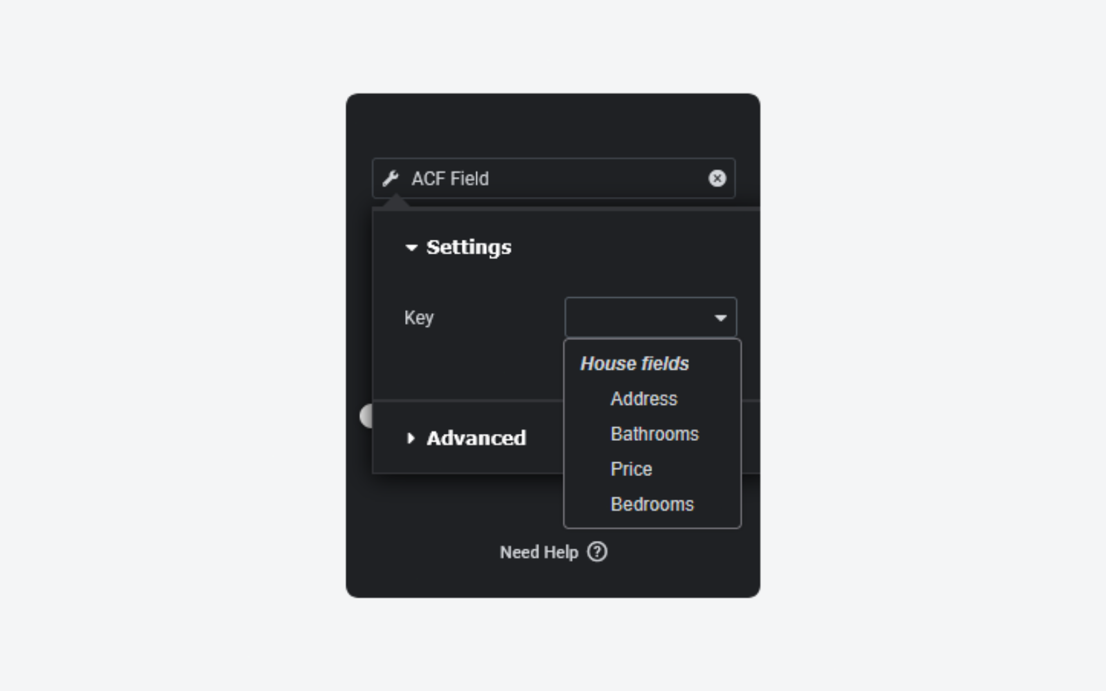 Assign ACF field to matching widget