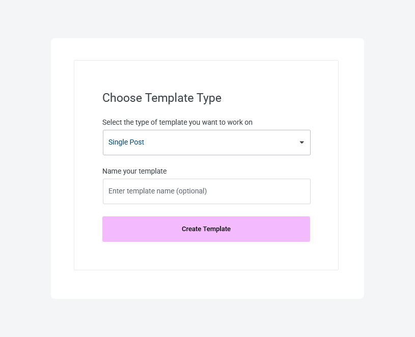 Choose Elementor template type 