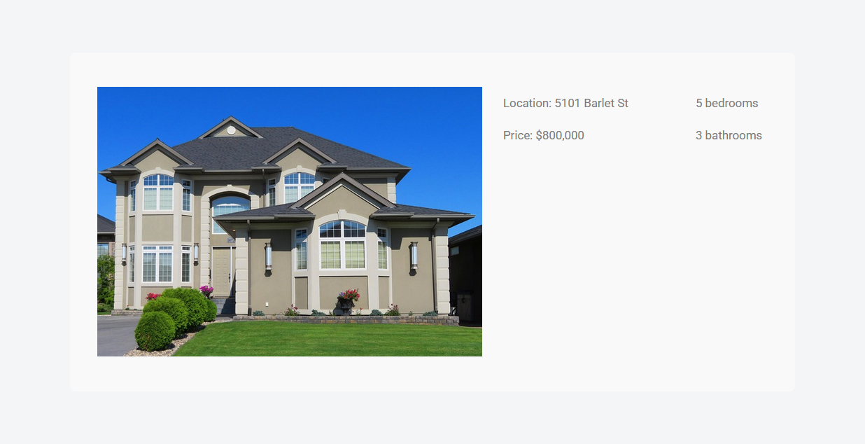 Frontend view of property listing