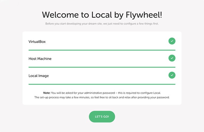 The LocalWP setup process