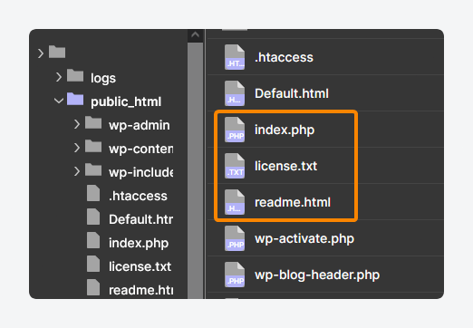 WordPress core files