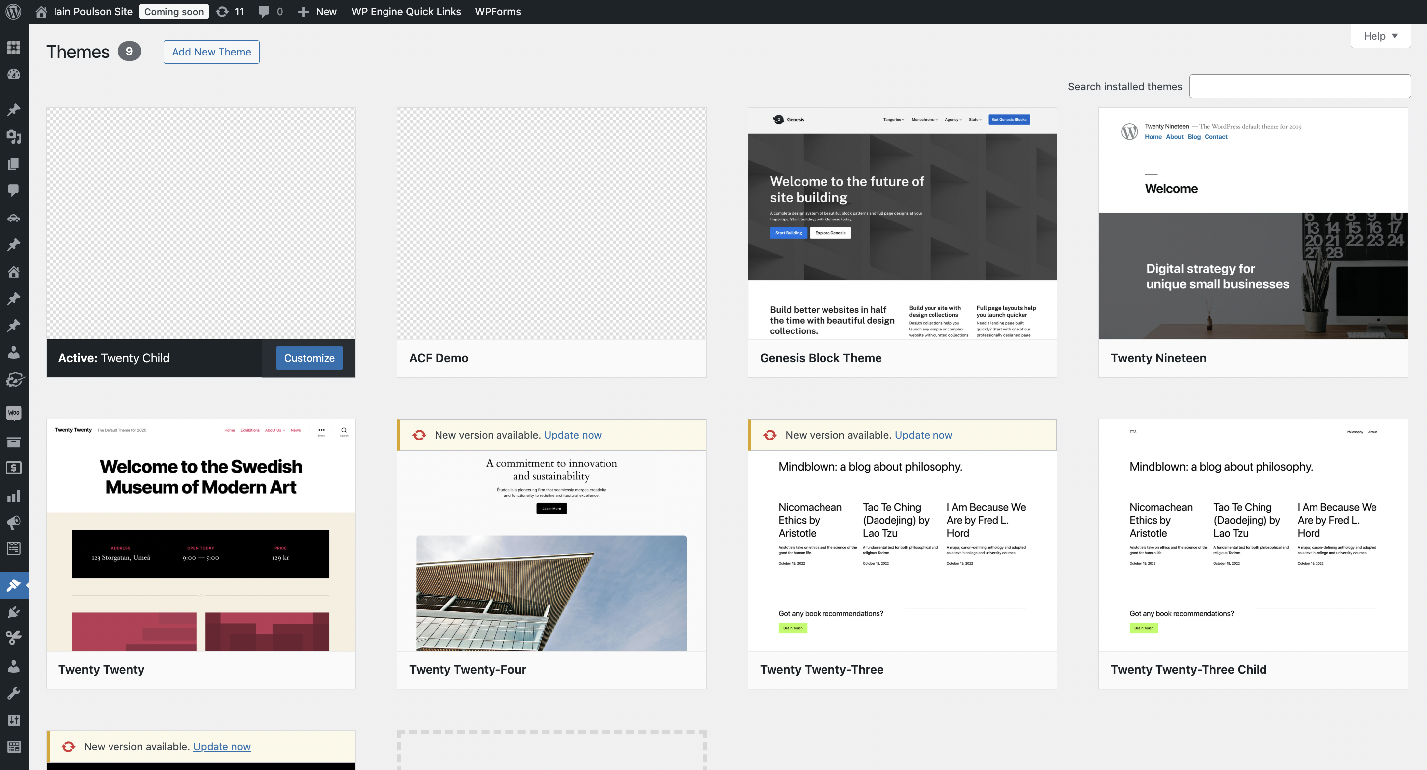 Navigate to WordPress themes