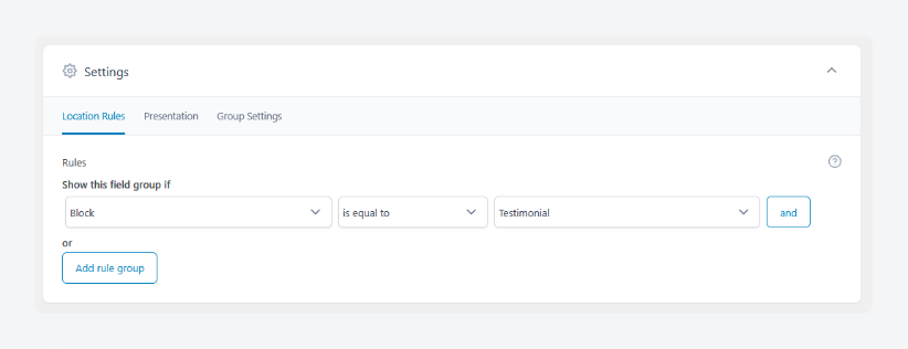 Assigning an ACF field group to an ACF Block