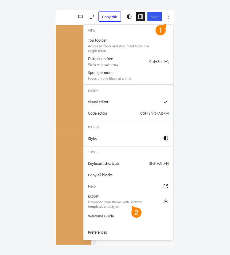 How to export a WordPress theme