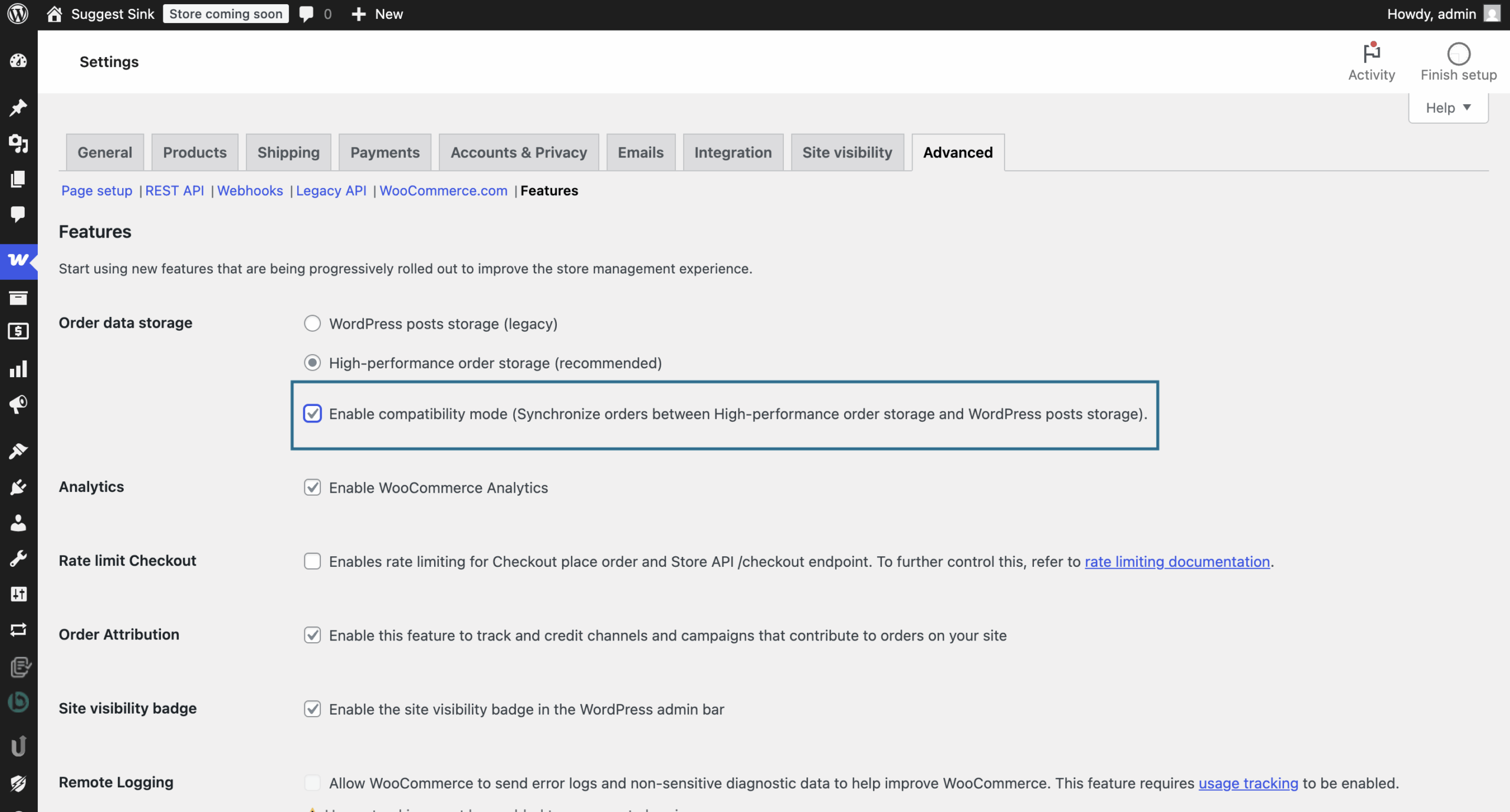 Enabling compatibility mode