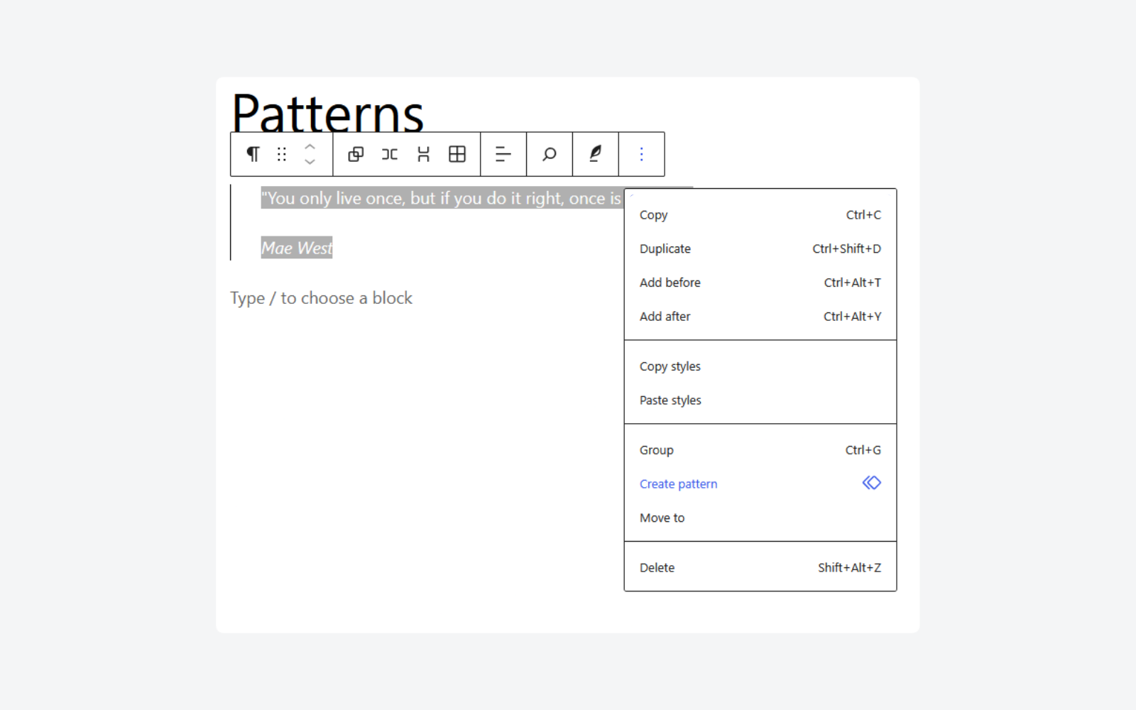 Creating a pattern