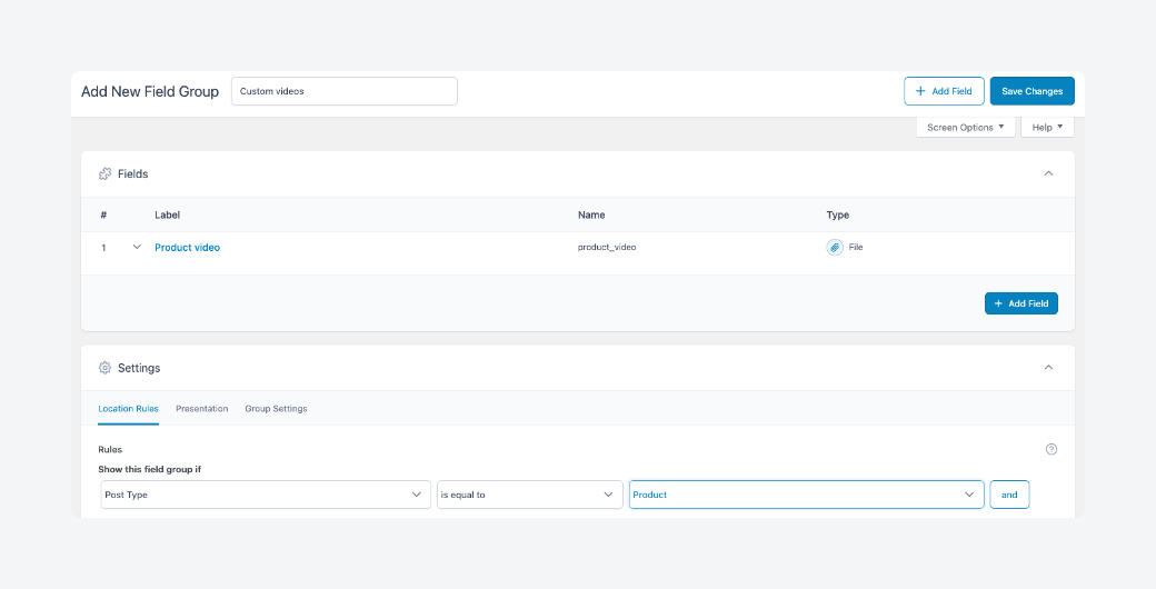 Creating a file ACF field type