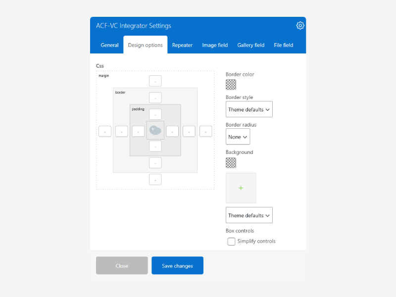 WPBakery design options
