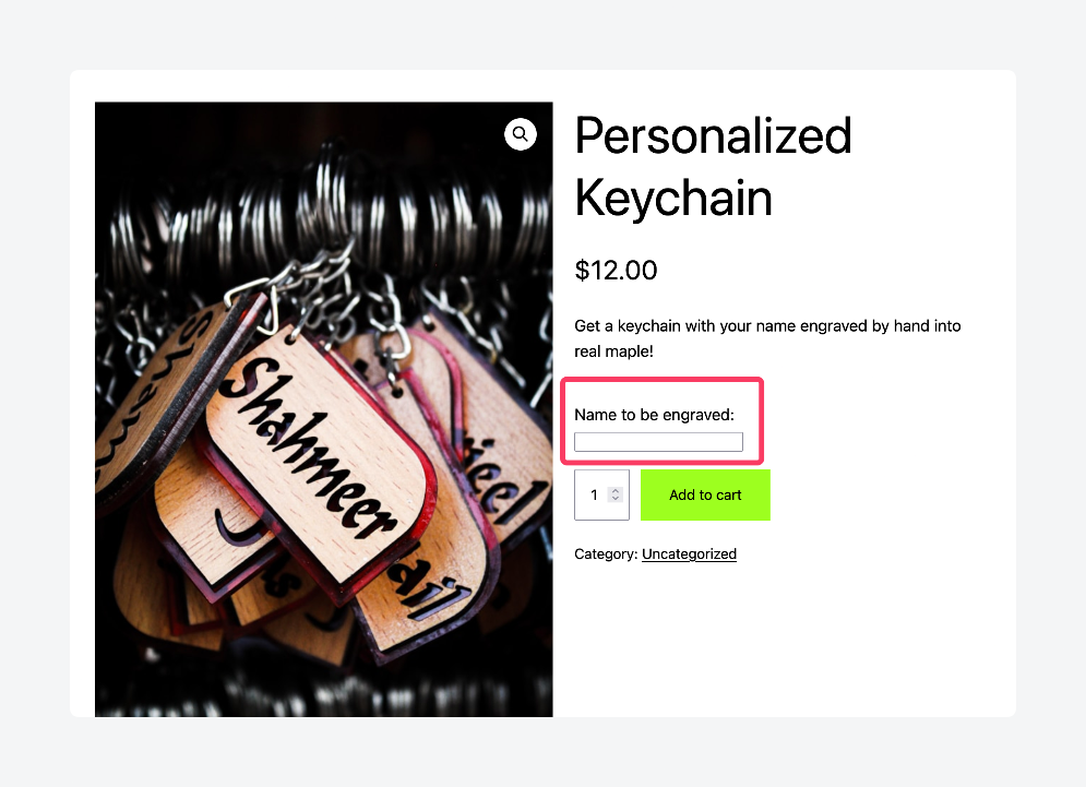 A custom text field in WooCommerce