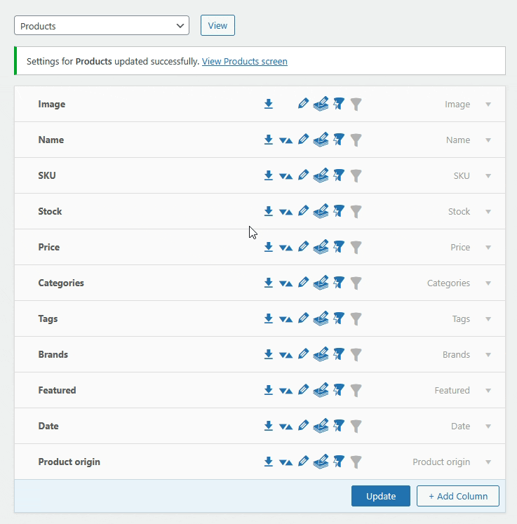Reordering columns with Admin Columns