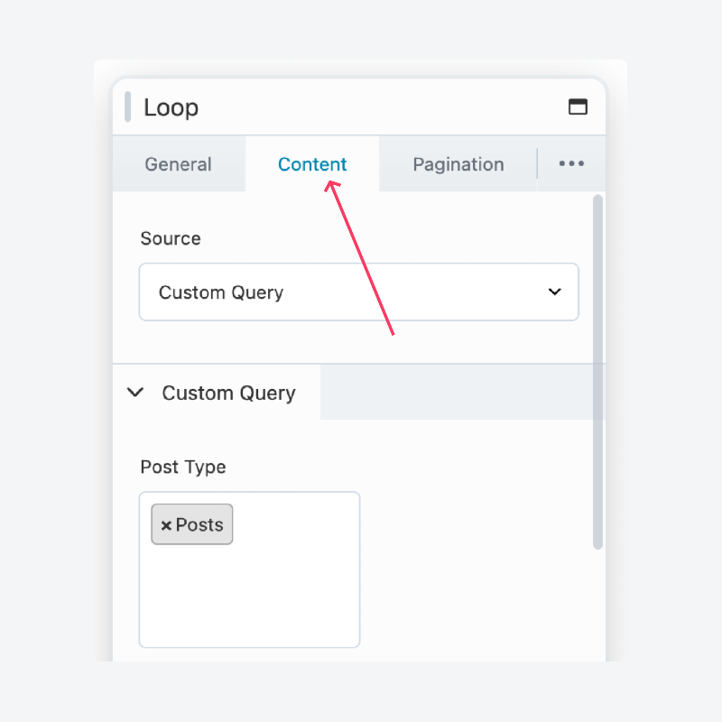 Switching to the Beaver Builder Loop module content tab
