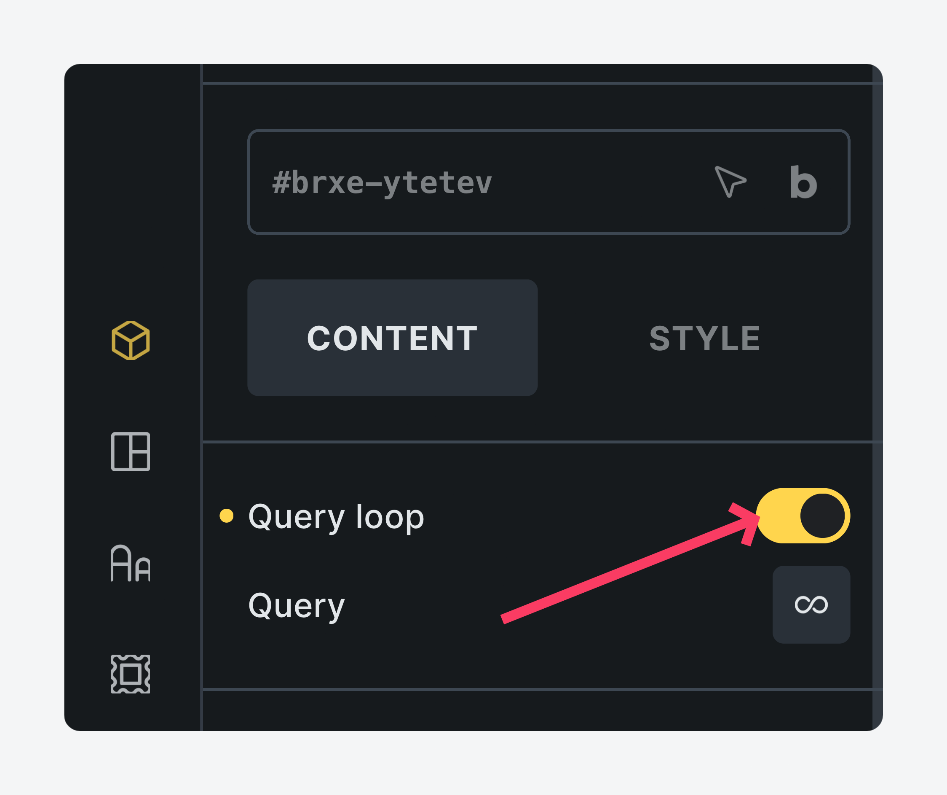 Toggling the Query Loop option in Bricks Builder
