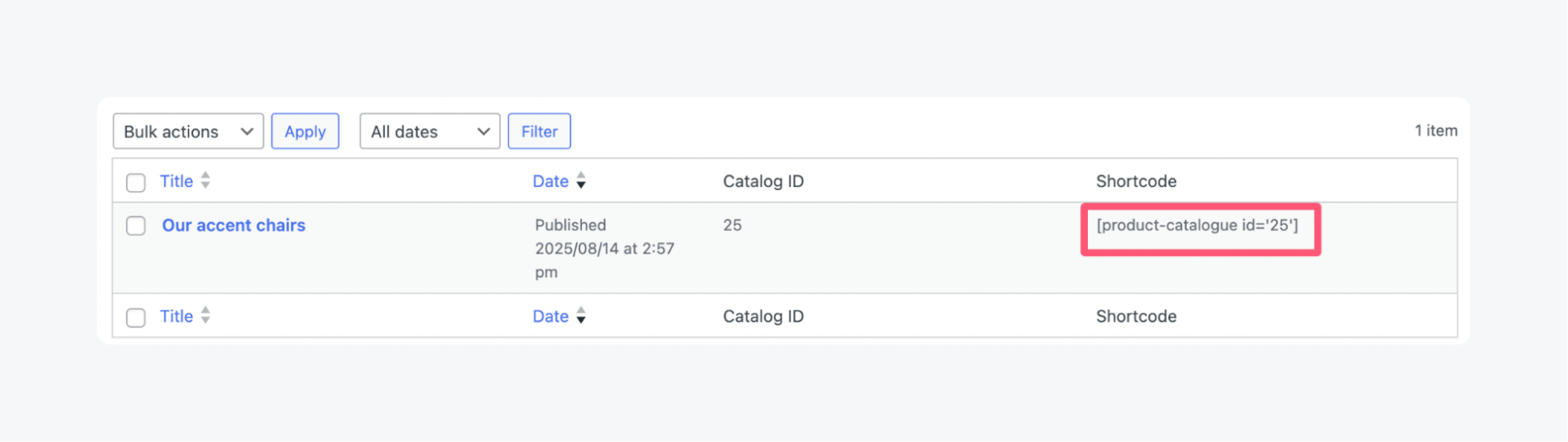 How to get a catalog shortcode in Ultimate Product Catalog