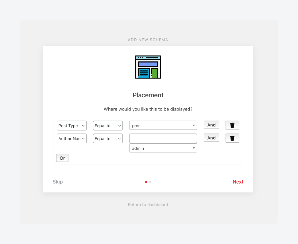 Schema & Structured Data for WP placement settings