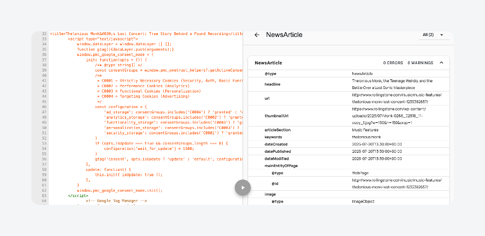 Validating schema markup
