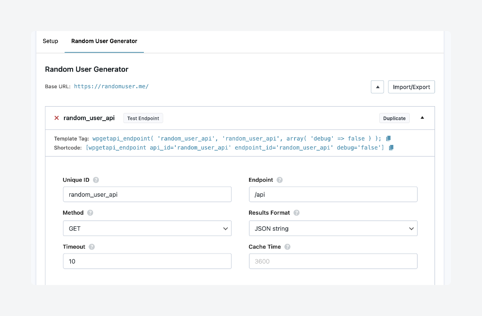 Configuring an API with WPGetAPI