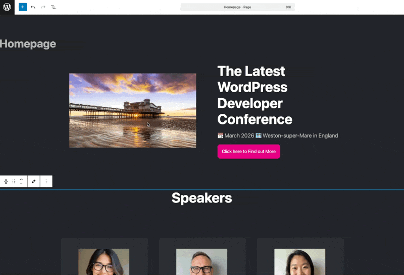 Demostración de la característica de edición en línea de ACF 6.7.