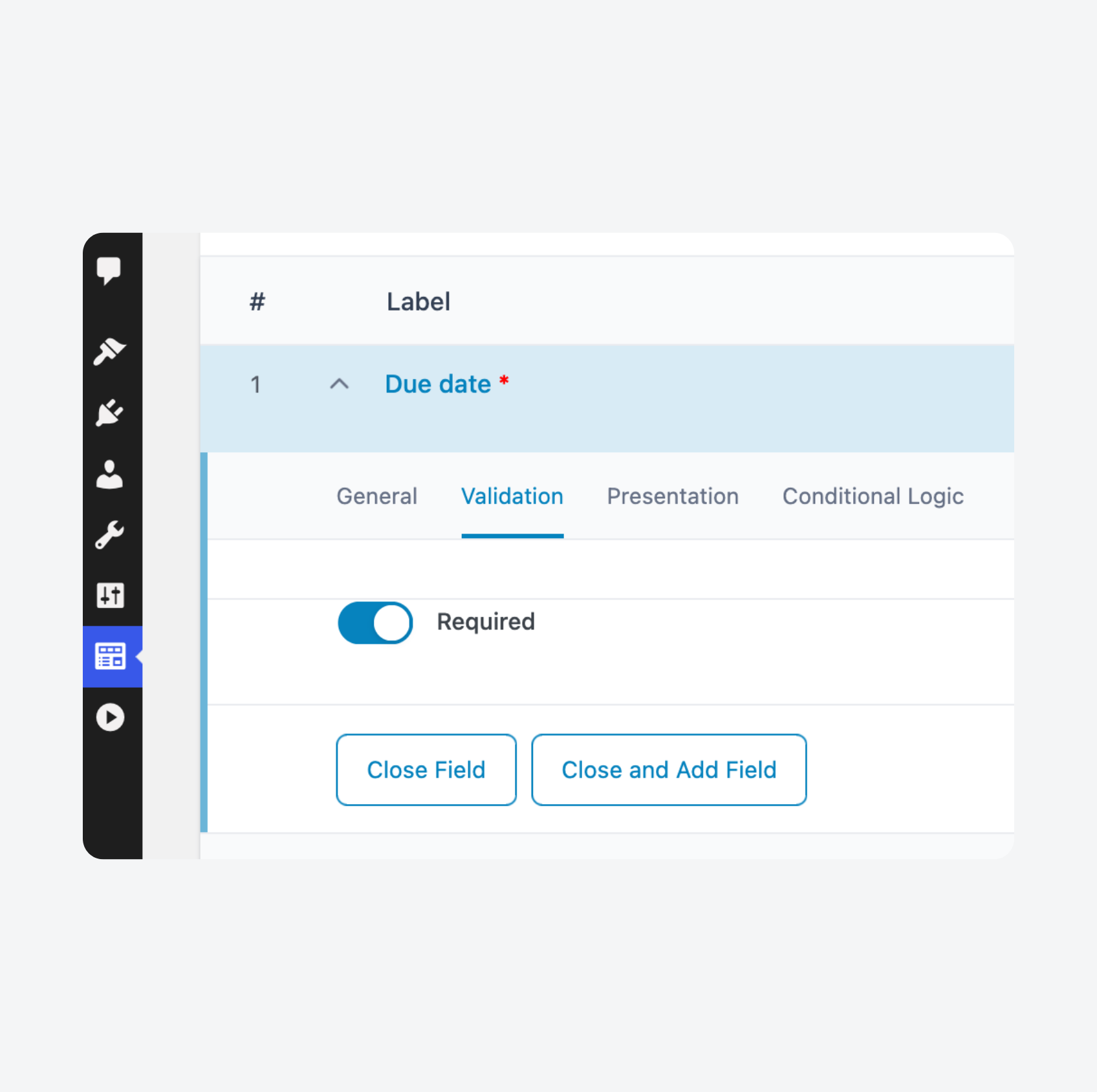 Setting an ACF field group to required