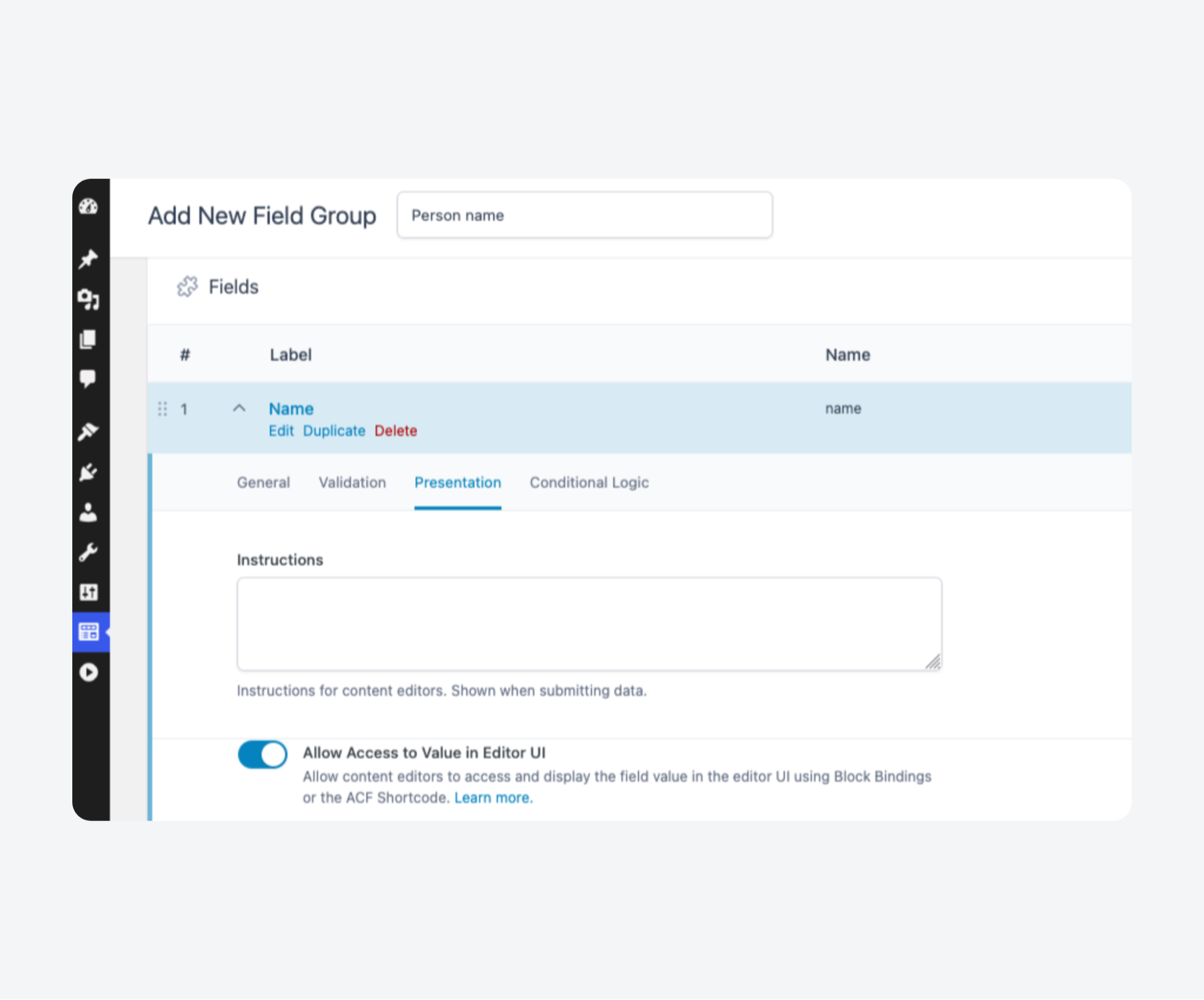 Allowing Editor UI for ACF field
