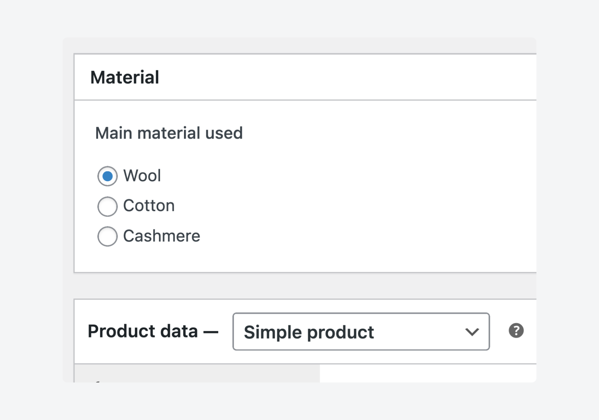 ACF backend product fields