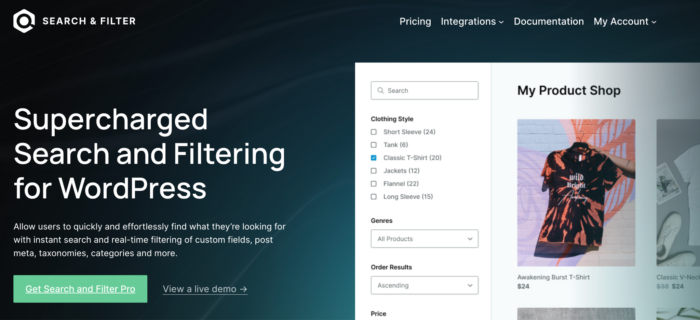 Search & Filter WordPress plugin homepage
