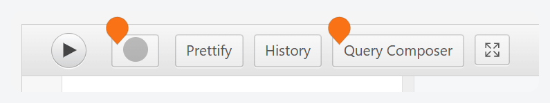 The public/authenticated toggle and the Query Composer feature in the GraphiQL IDE.