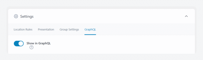 Enabling “Show in GraphQL” for an ACF field group.