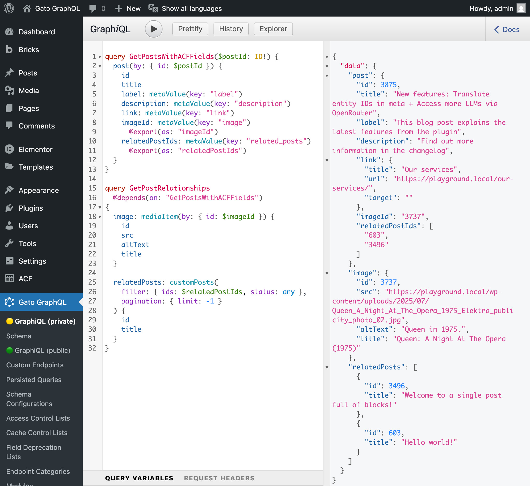 acf post graphql query