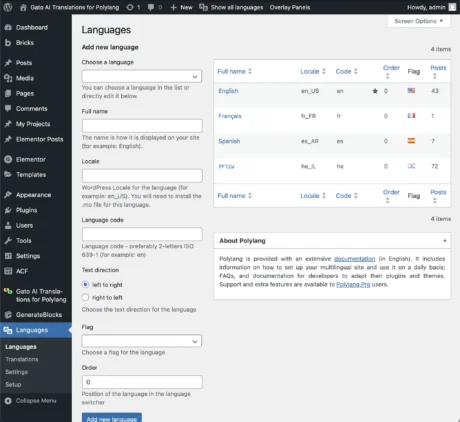 configure polylang settings