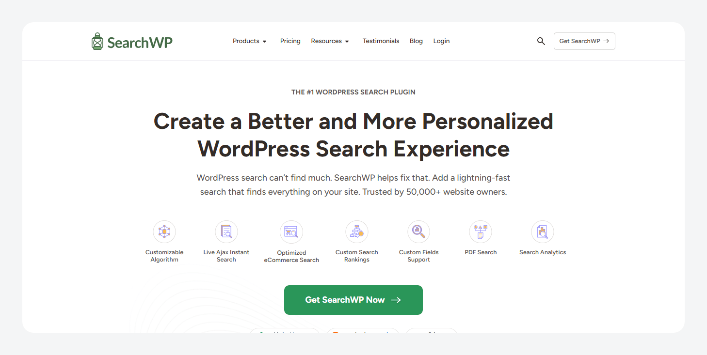 SearchWP’s homepage.
