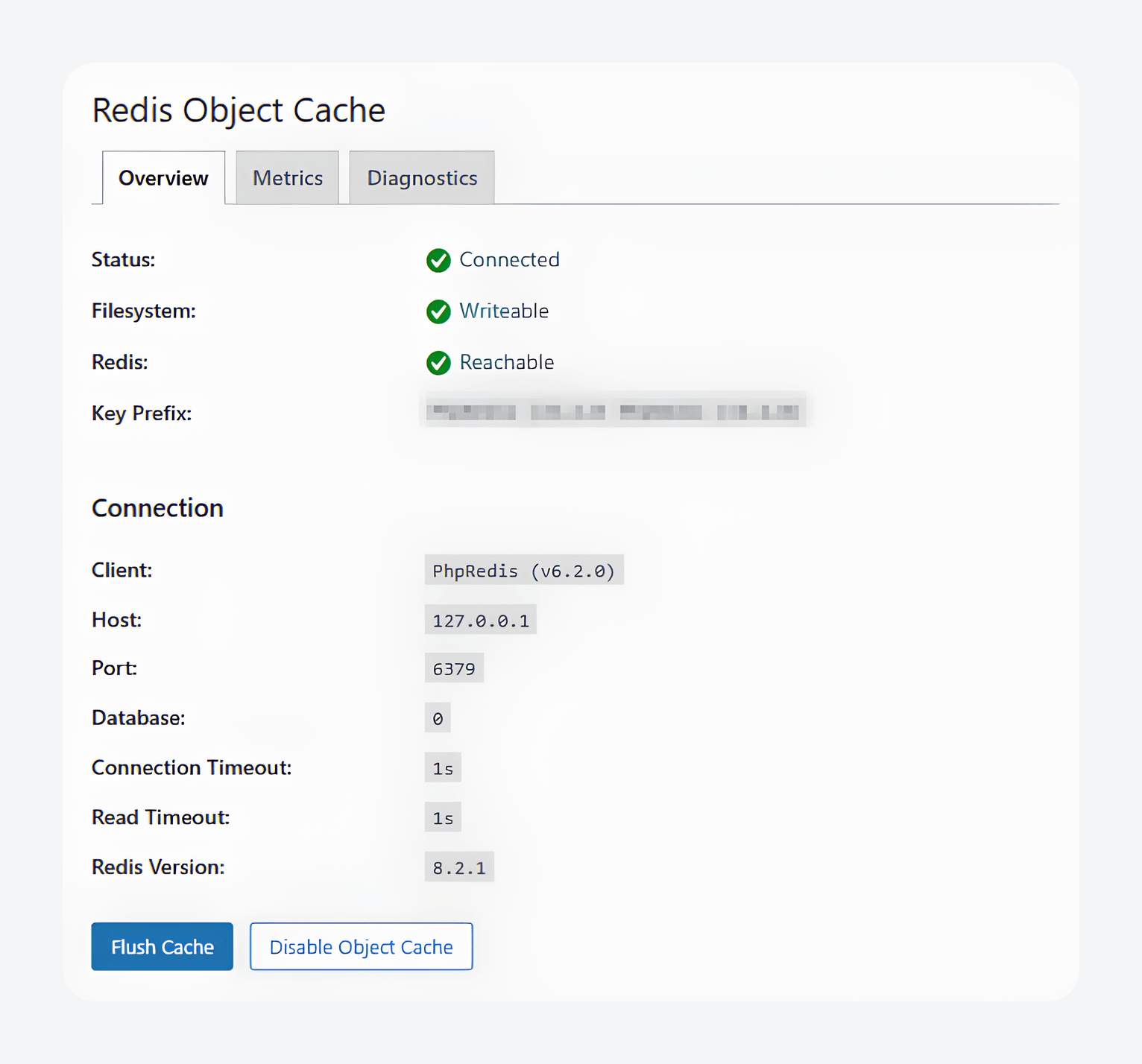 Redis status screen