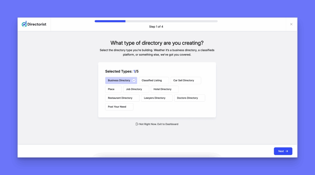 Directorist setup wizard 