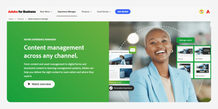 Adobe Experience Manager’s homepage.