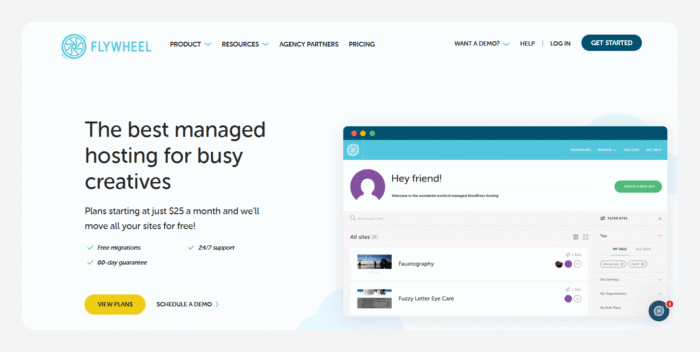 Flywheel’s homepage.
