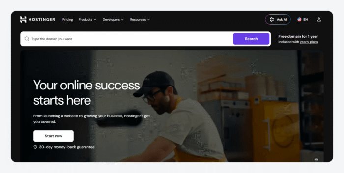 Hostinger’s homepage.