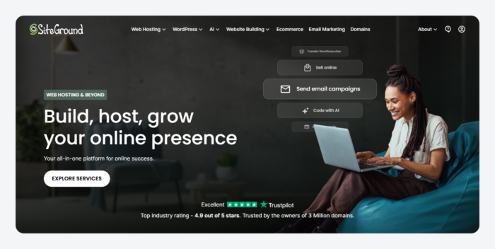 SiteGround’s homepage.