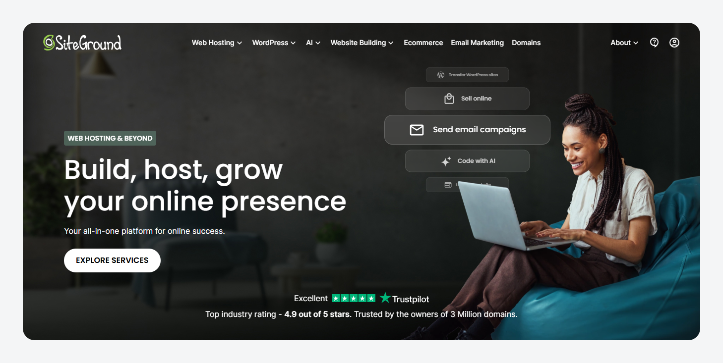 SiteGround’s homepage.