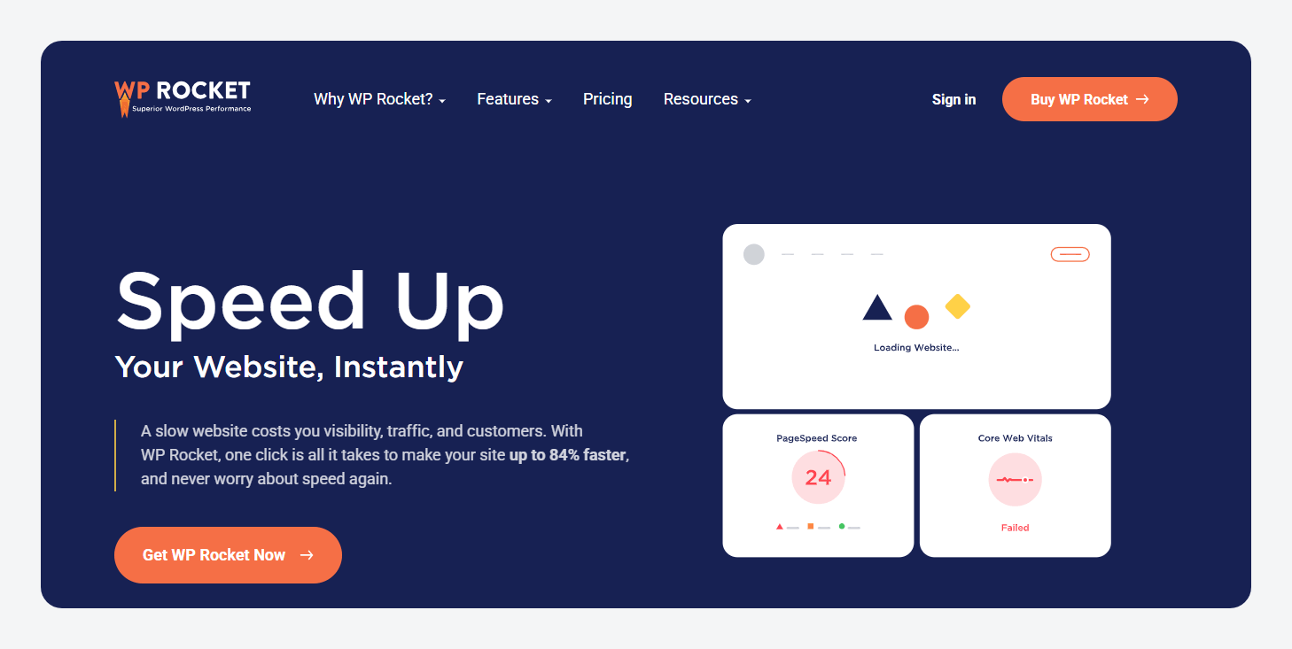 WP Rocket’s homepage.