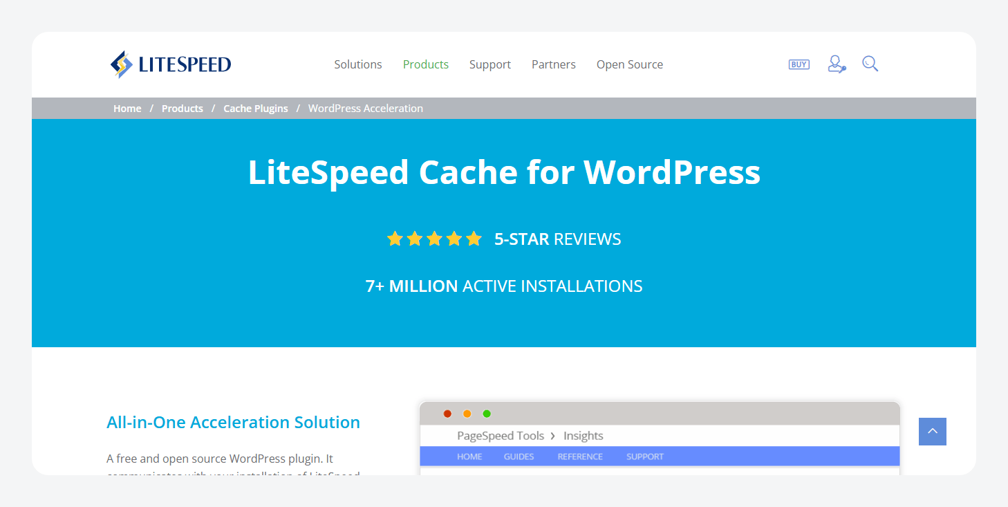 LiteSpeed Cache’s homepage.