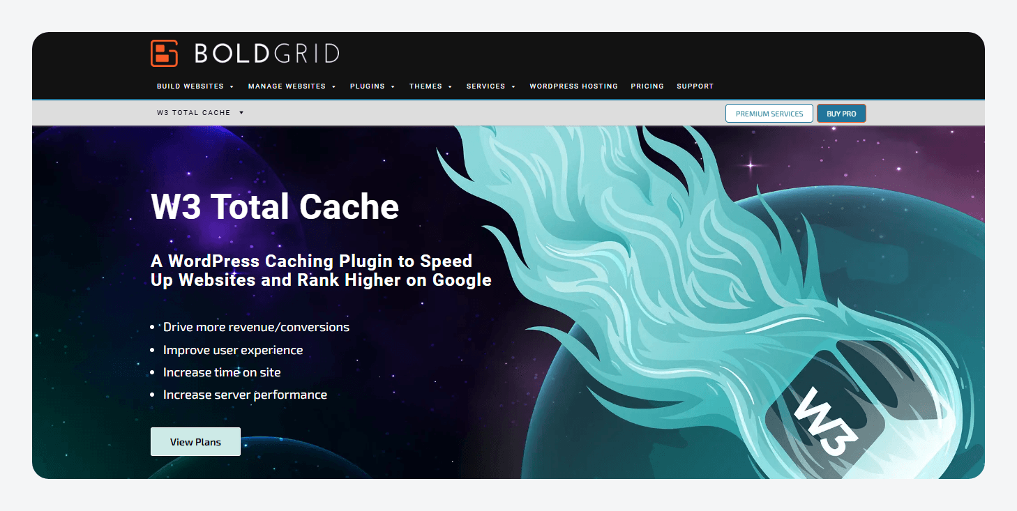 W3 Total Cache’s homepage.